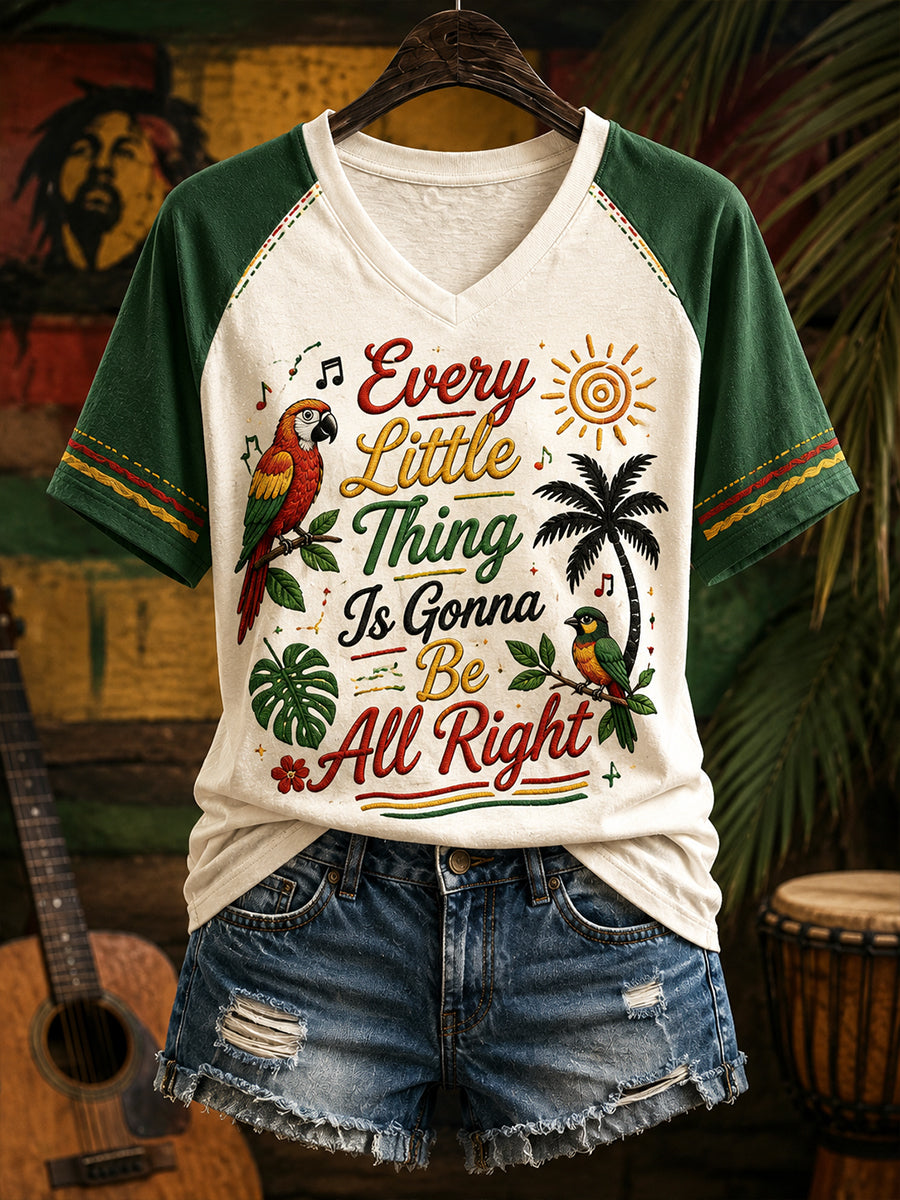 Women's V-Neck Raglan Short-Sleeve T-Shirt Featuring A Fun Slogan And Graphic Print