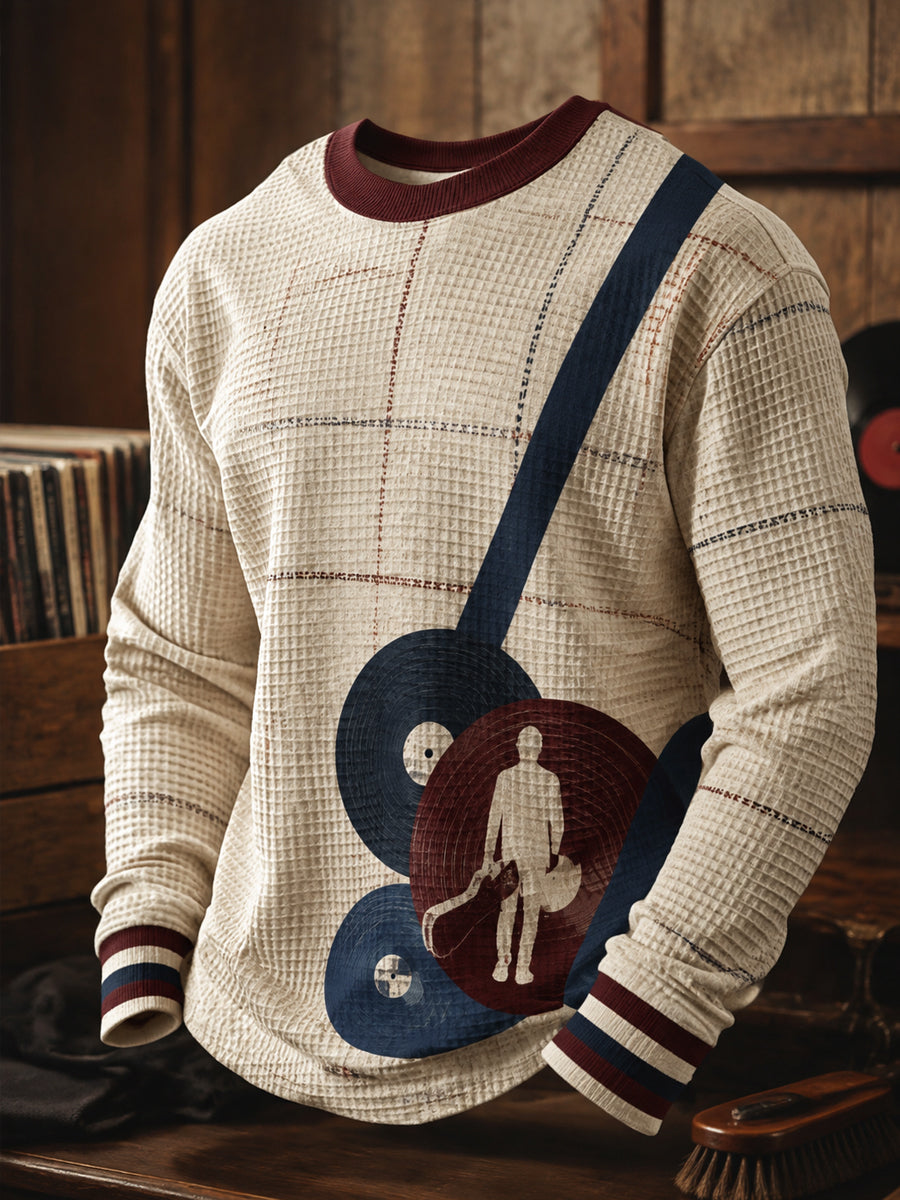 Men's Mods Music Lover Paul Art Printed Waffle Sweatshirt