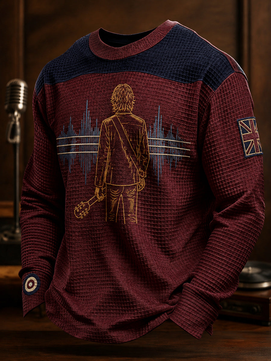 Men's Mods Music Lover Paul Art Printed Waffle Sweatshirt
