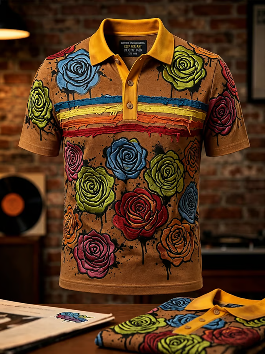 Men's Lemon Roses Music Lover Printed polo shirt