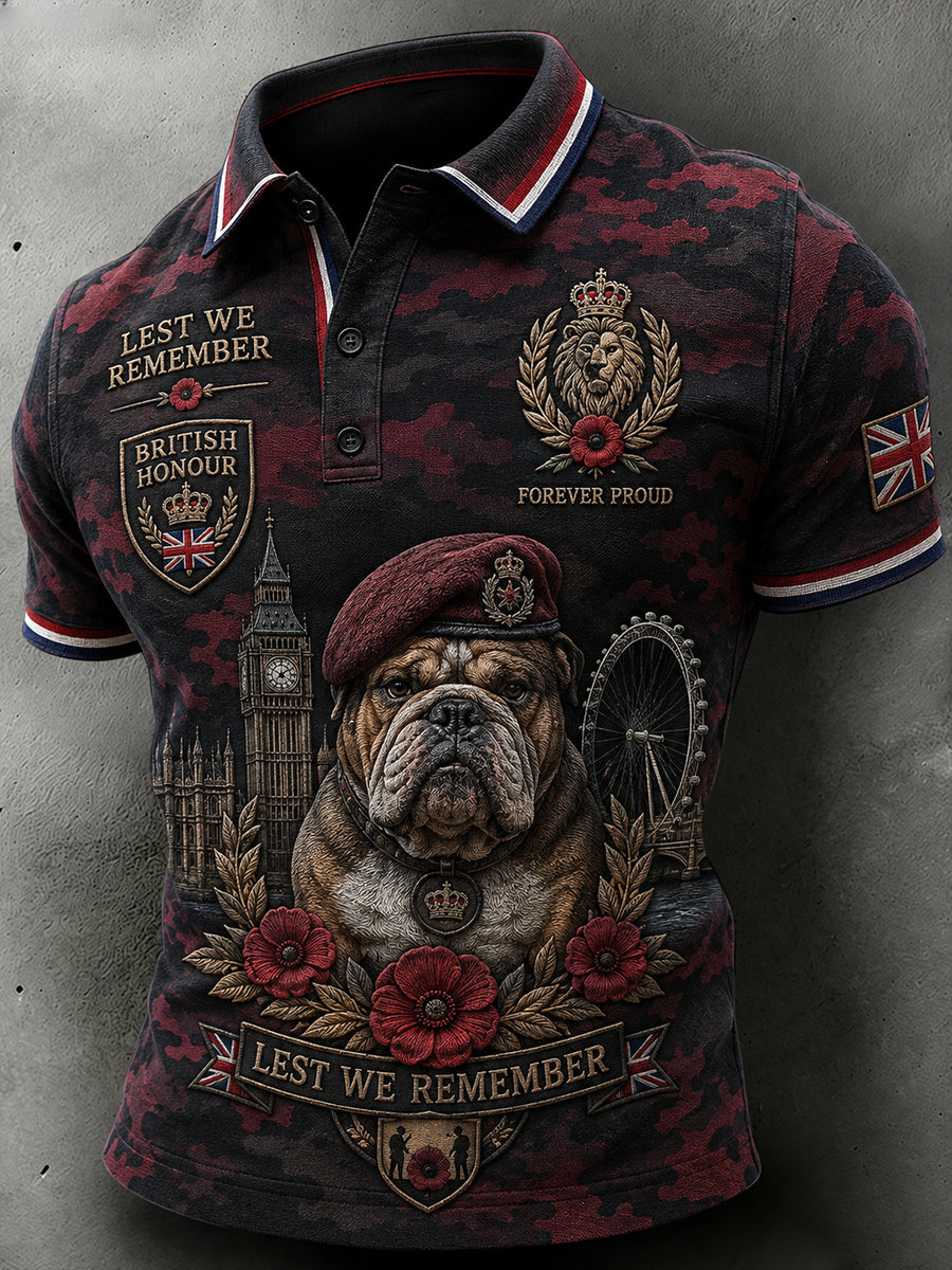 Men's Short-Sleeve Polo Shirt With Veteran Memorial Graphic Print