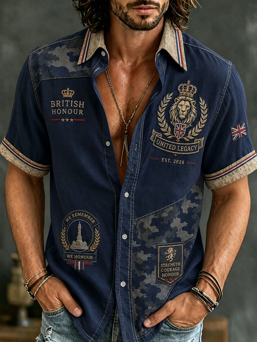 Men's Short-Sleeve Shirt With Veteran Memorial Graphic Print