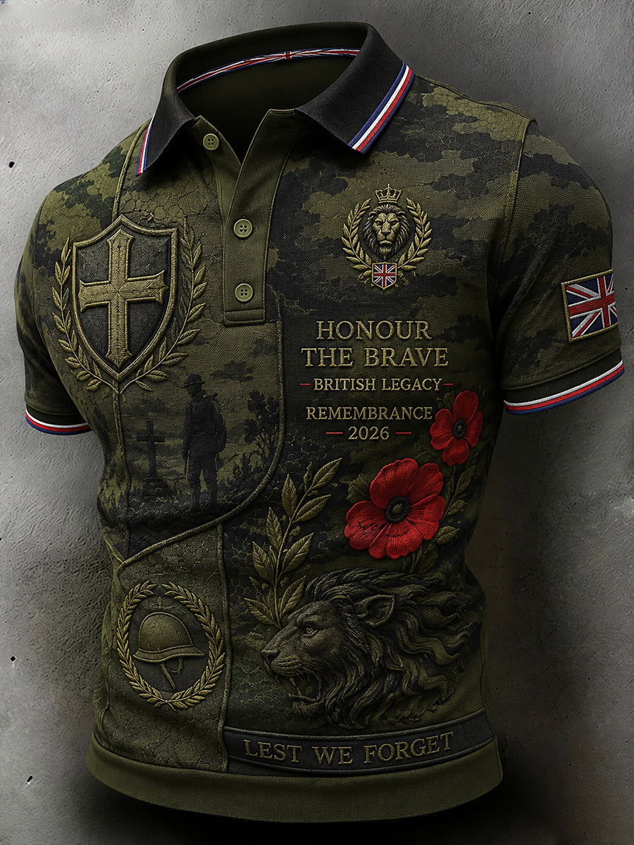 Men's Short-Sleeve Polo Shirt With Veteran Memorial Graphic Print