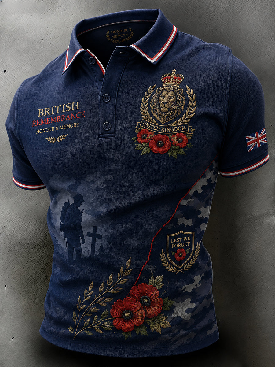 Men's Short-Sleeve Polo Shirt With Veteran Memorial Graphic Print