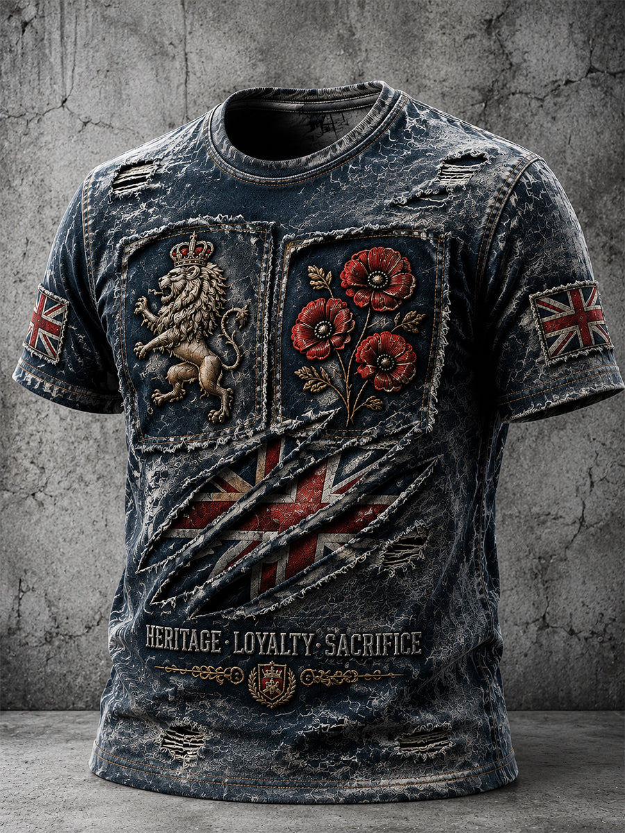 Men's Retro Patriotic Veteran Attitude Print Short-Sleeve T-Shirt