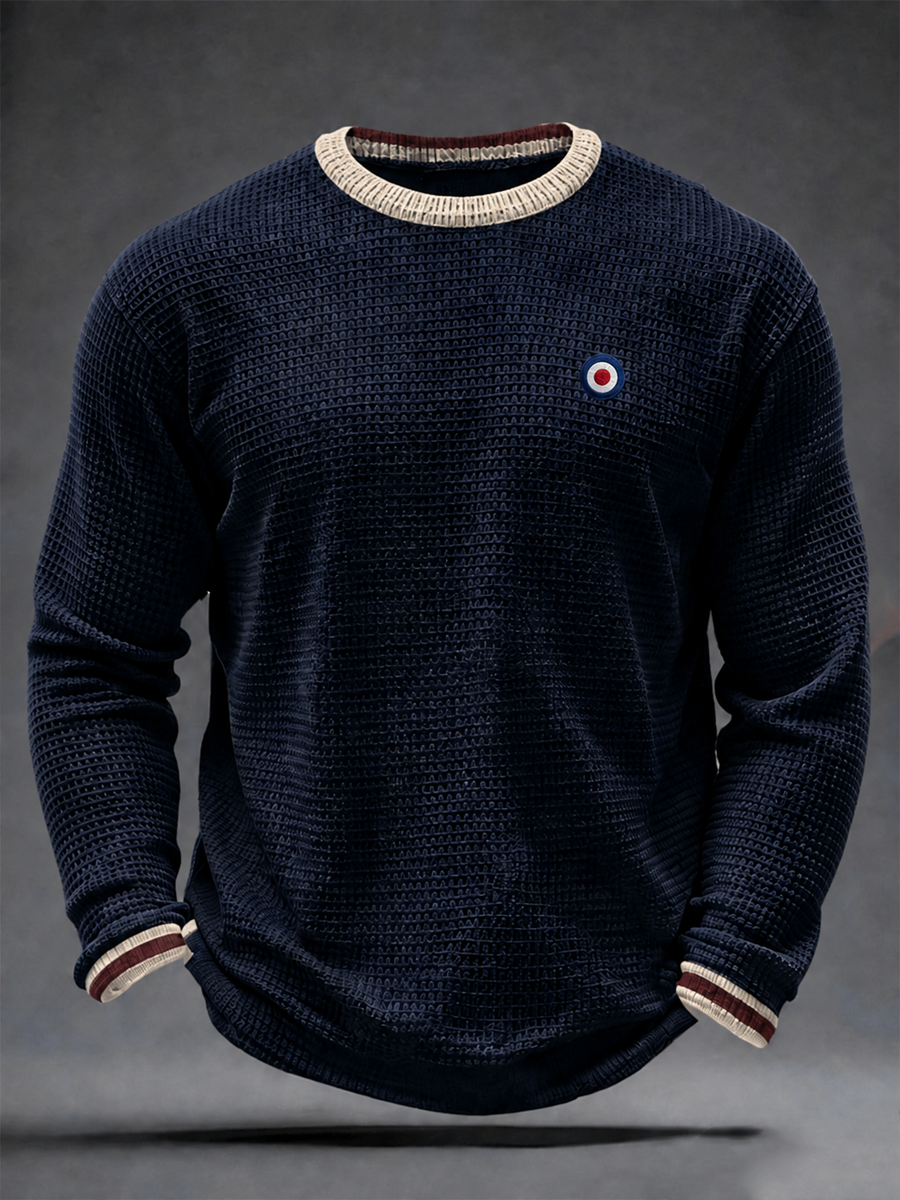 Men's Mods Culture UK Music Lover Business Style Printed Waffle Long Sleeve T-Shirt