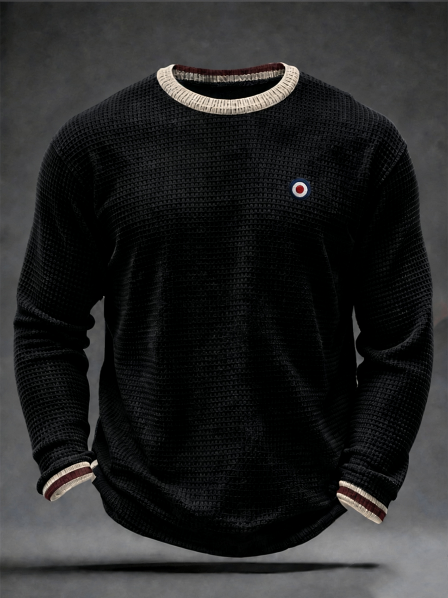 Men's Mods Culture UK Music Lover Business Style Printed Waffle Long Sleeve T-Shirt