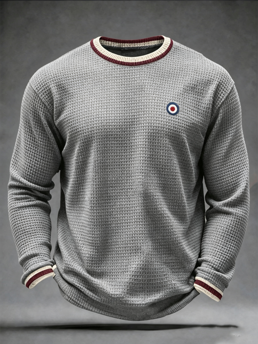 Men's Mods Culture UK Music Lover Business Style Printed Waffle Long Sleeve T-Shirt