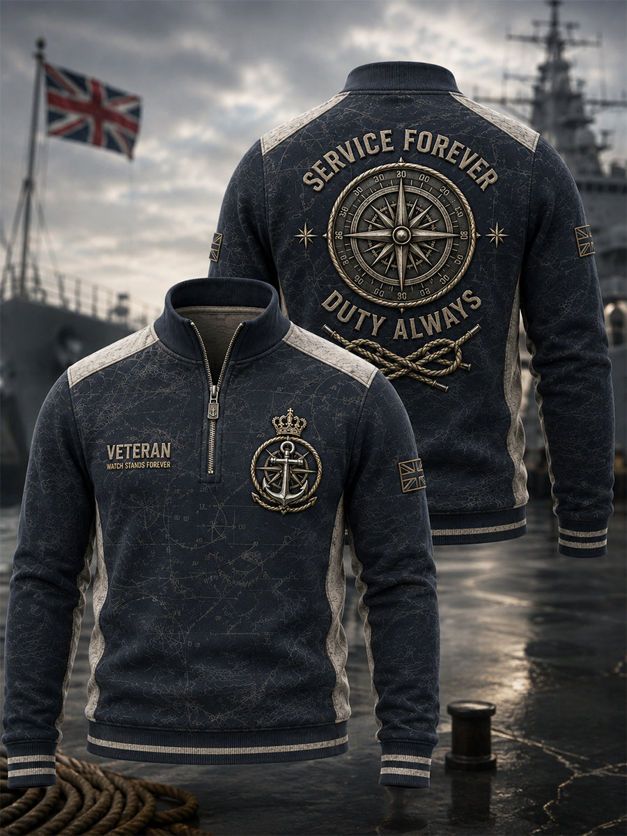Men's British Veteran Commemorative Print  Half-Zip Sweatshirt