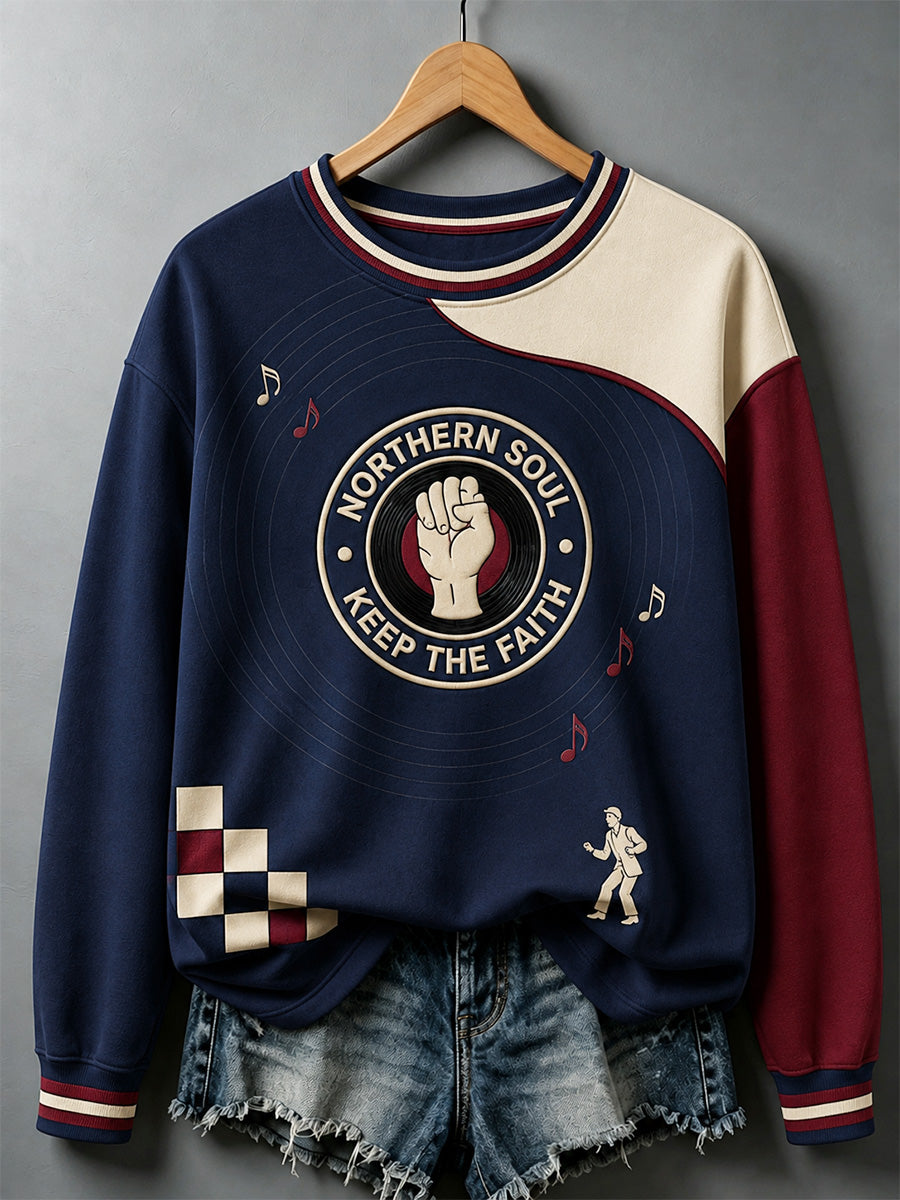 Women's Retro Northern Soul Keep The Faith Print Casual Sweatshirt