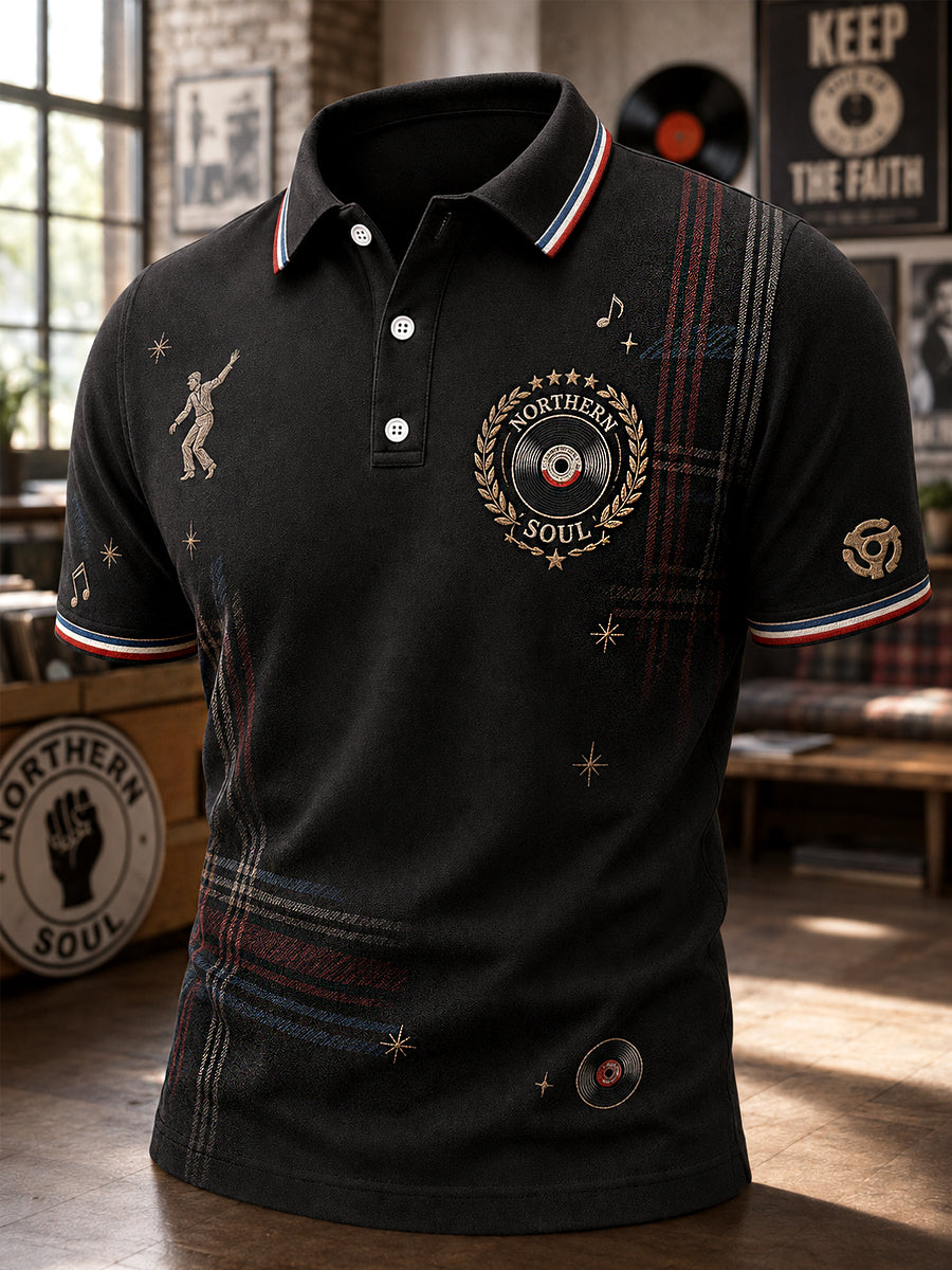 Men's Retro Northern Soul Keep The Faith Print Casual Polo Shirt
