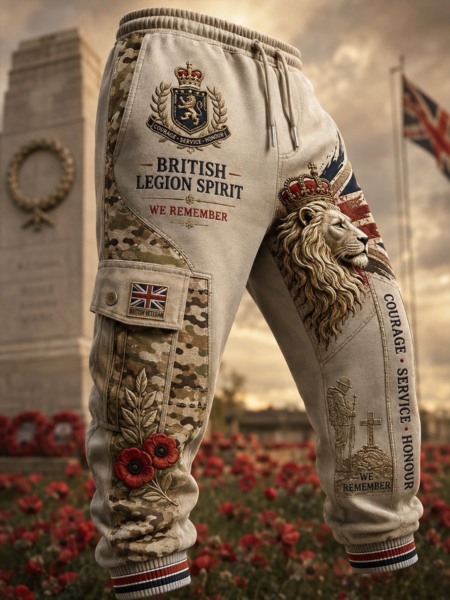 Men's Casual Trousers With Vintage Veteran-Inspired Camouflage Elements