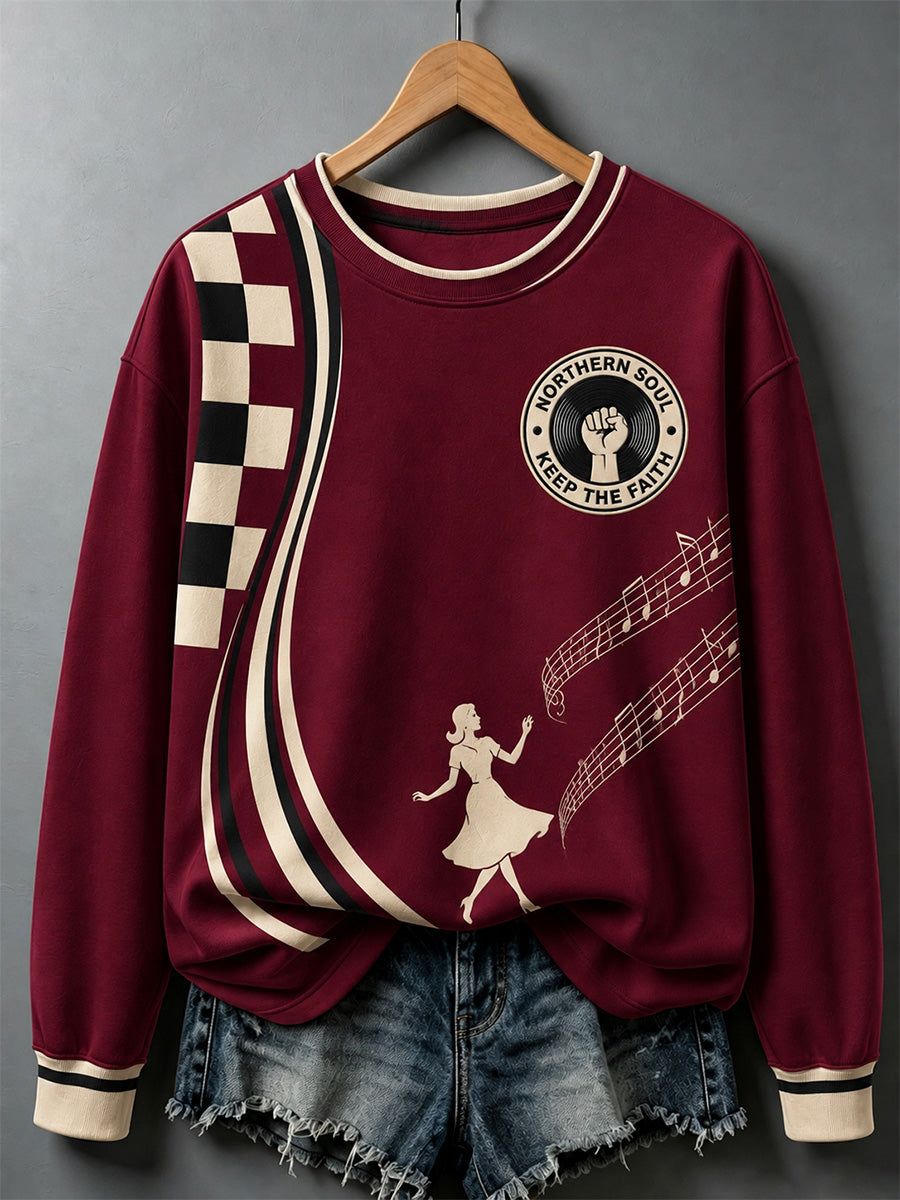 Women's Retro Northern Soul Keep The Faith Print Casual Sweatshirt