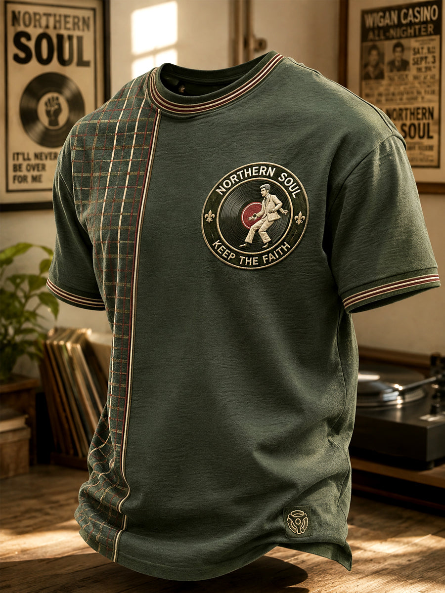 Men's Retro Northern Soul Keep The Faith Print Casual Tee