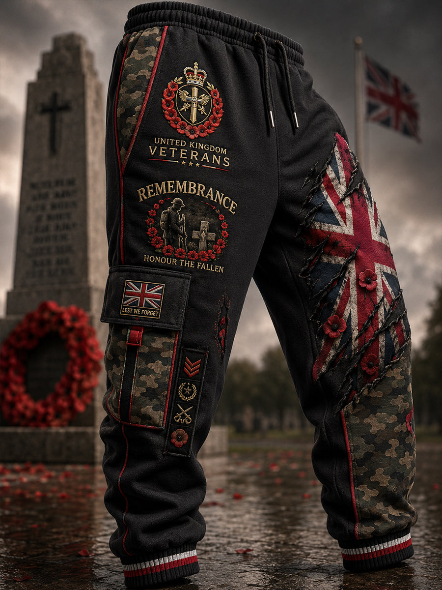 Men's Casual Trousers With Vintage Veteran-Inspired Camouflage Elements