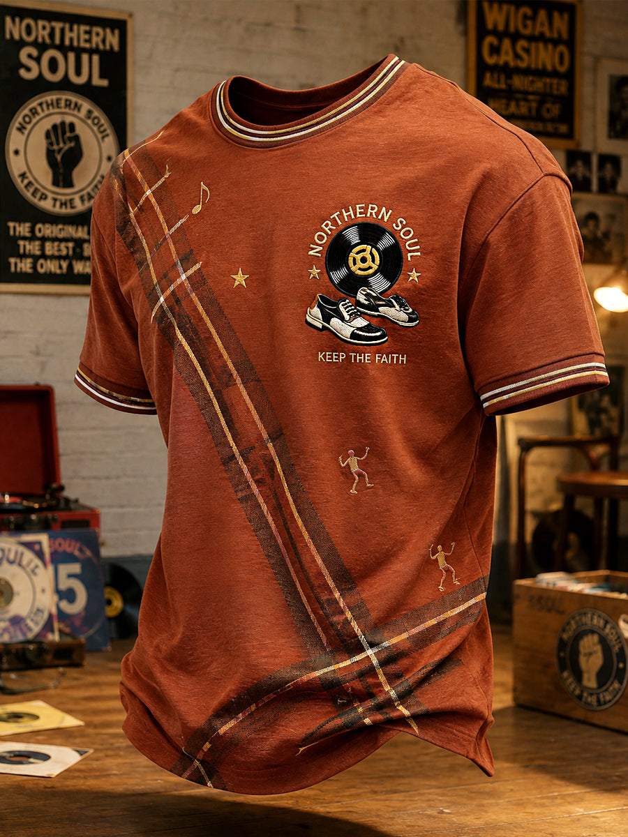Men's Retro Northern Soul Keep The Faith Print Casual Tee