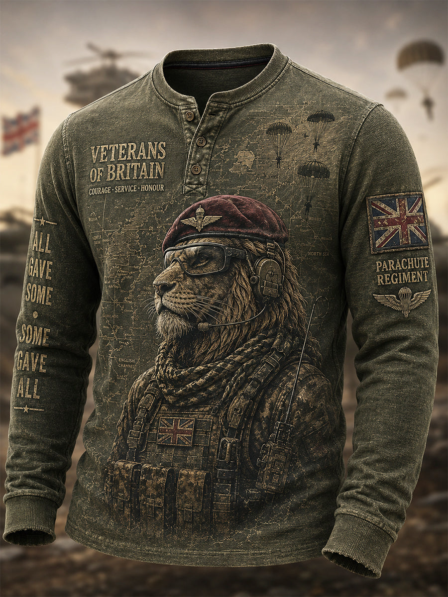 Men's British Veteran Commemorative Print Long-Sleeve Top