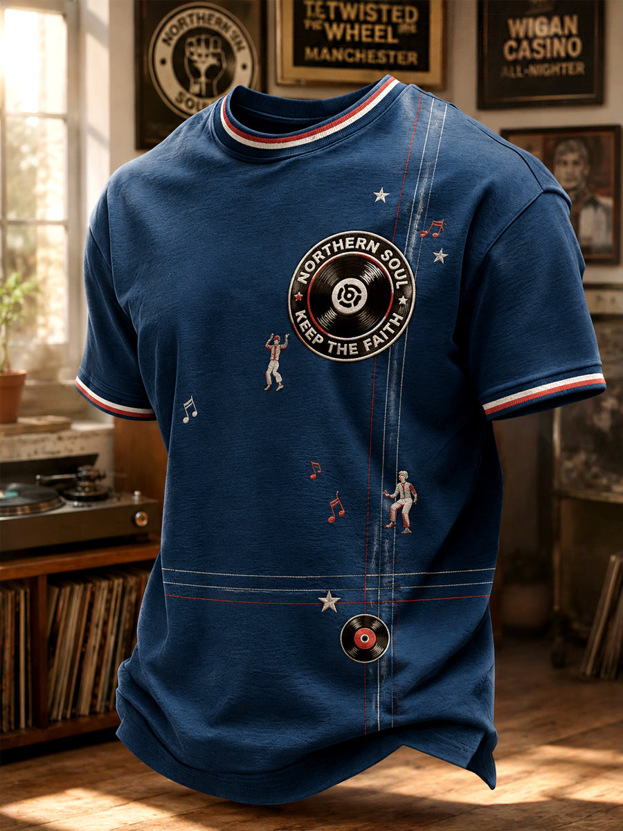 Men's Retro Northern Soul Keep The Faith Print Casual Tee