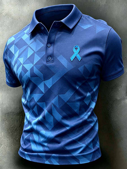 Men‘s Retro Prostate Cancer Awareness Print Casual Polo Shirt