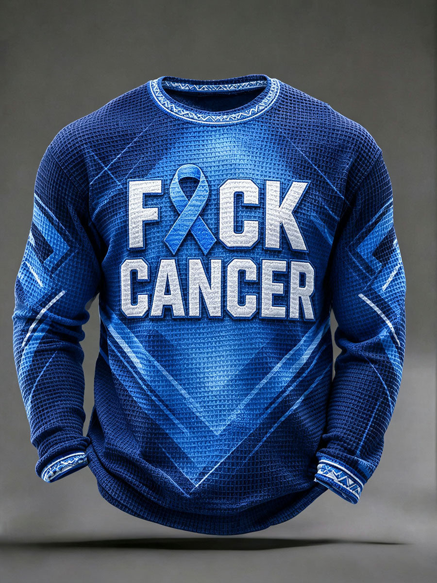 Men's "fuck cancer" prostate cancer awareness waffle shirts