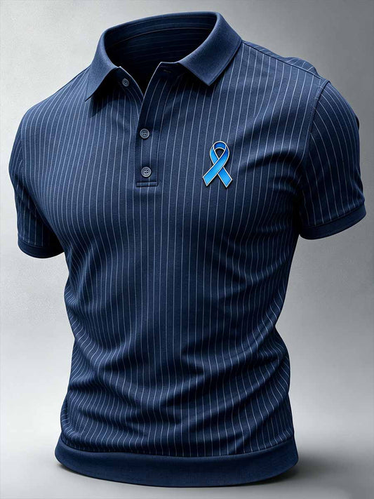 Men‘s Retro Prostate Cancer Awareness Print Casual Polo Shirt