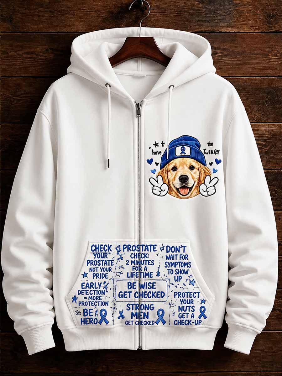 Men's Retro Prostate Cancer Awareness Print Casual Sweatshirt Coat