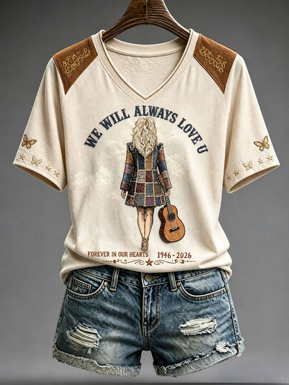 Women's Rip Country Music Lover Queen of Country Printed T-shirt