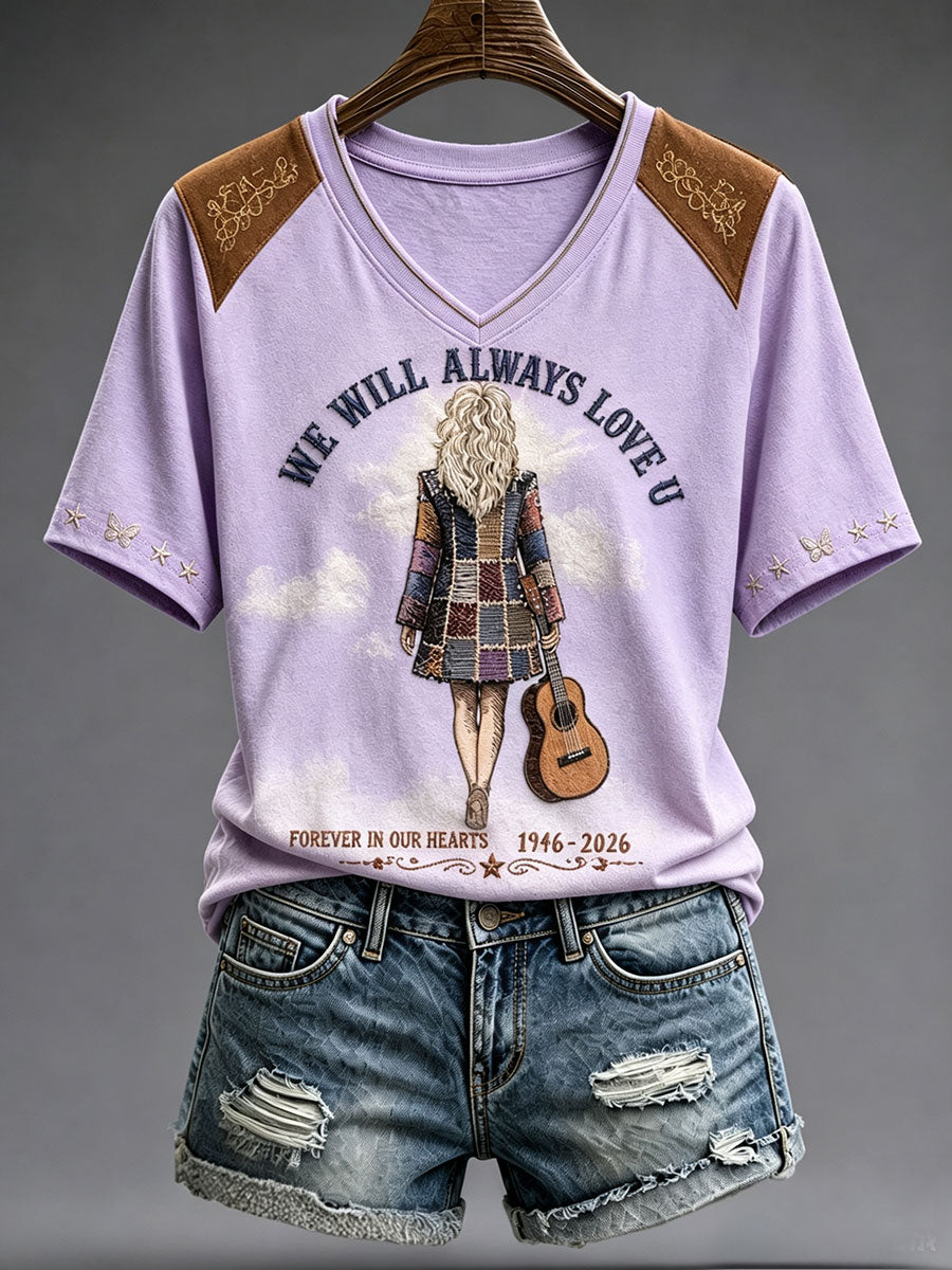 Women's Rip Country Music Lover Queen of Country Printed T-shirt