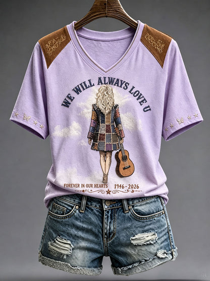 Women's Rip Country Music Lover Queen of Country Printed T-shirt