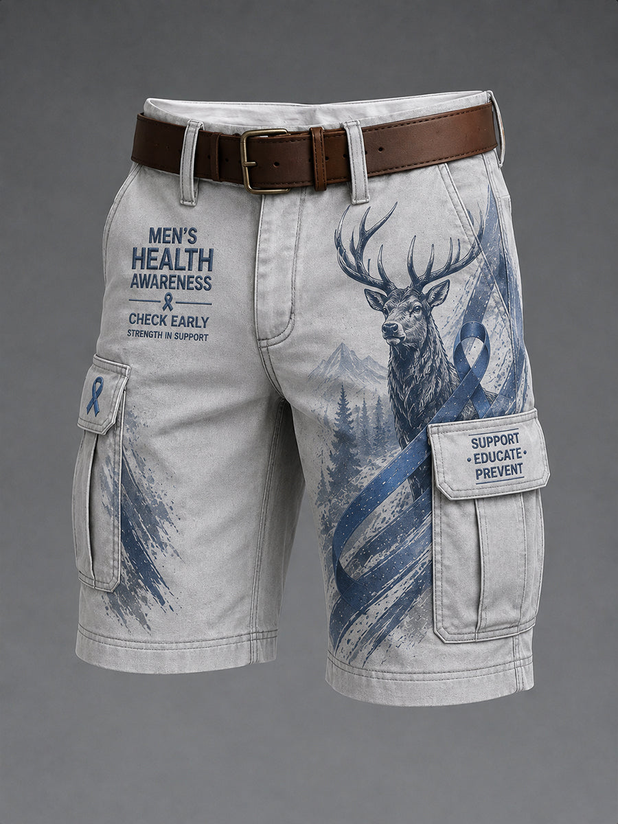 Men's Prostate Cancer Awareness Graphic Print Short Cargo Shorts
