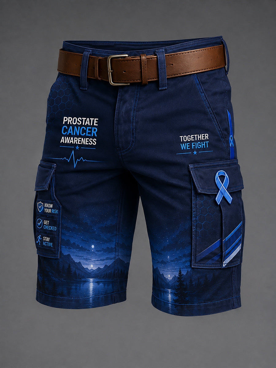 Men's Prostate Cancer Awareness Graphic Print Short Cargo Shorts