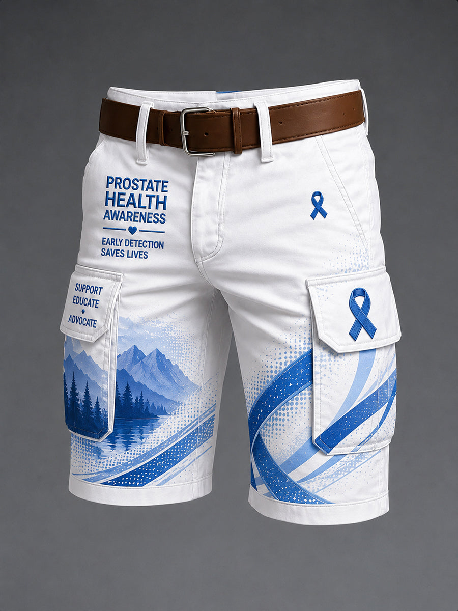 Men's Prostate Cancer Awareness Graphic Print Short Cargo Shorts