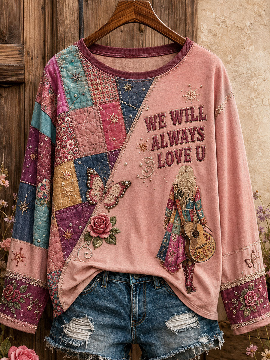 Women's Country Music Lover We Will Always Love U Printed T-shirt