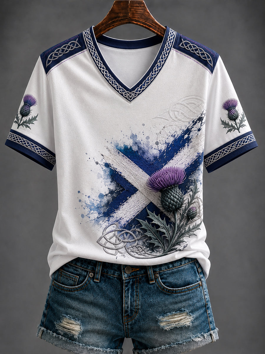 Women's St Andrew’s Day Printed V-neck T-shirt
