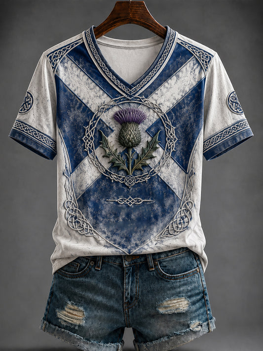 Women's St Andrew’s Day Printed V-neck T-shirt