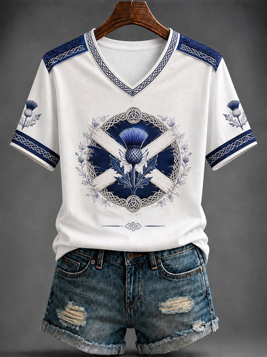 Women's St Andrew’s Day Printed V-neck T-shirt