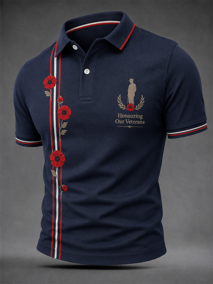 Men's British Veterans Memorial Print Casual Polo