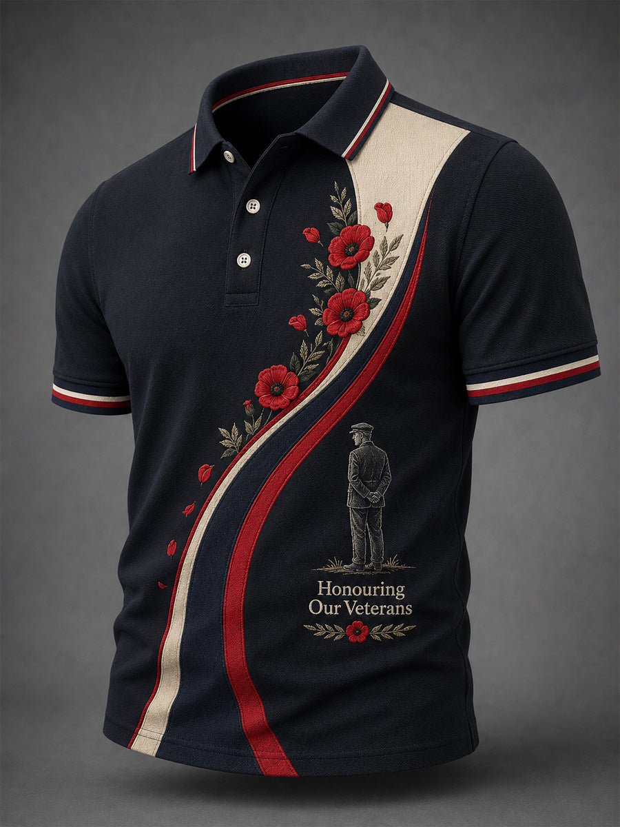 Men's British Veterans Memorial Print Casual Polo