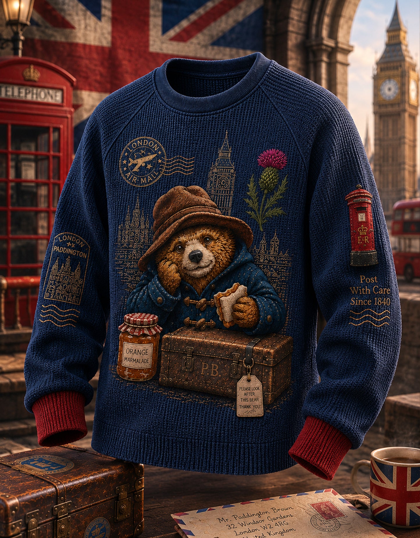 Men's UK Paddington Bear Waffle Long-Sleeve Top