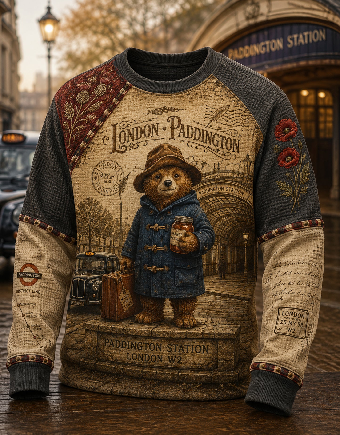 Men's UK Paddington Bear Waffle Long-Sleeve Top