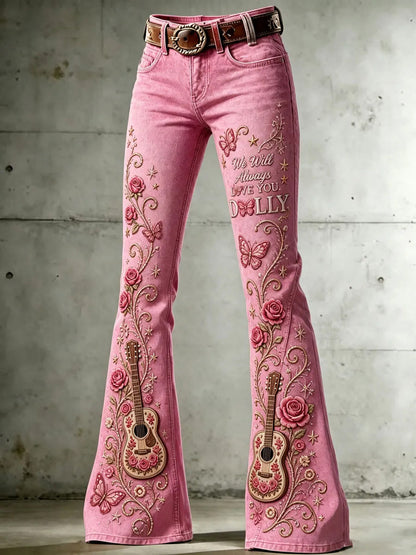 Women's Country Music Lover Queen of Country Floral Art Printed Pants