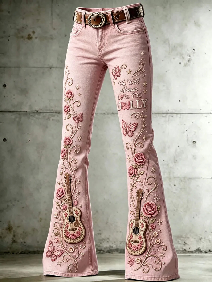 Women's Country Music Lover Queen of Country Floral Art Printed Pants