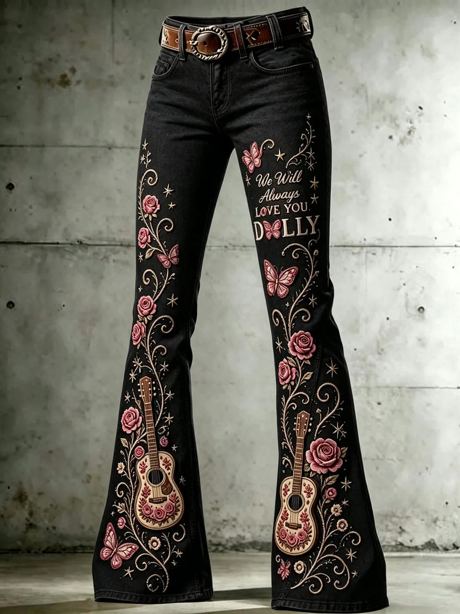 Women's Country Music Lover Queen of Country Floral Art Printed Pants