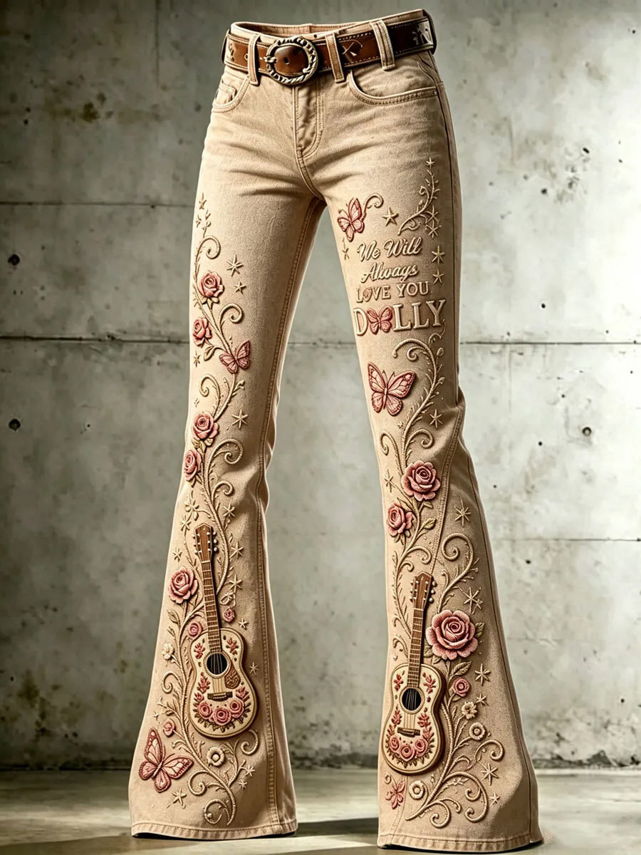 Women's Country Music Lover Queen of Country Floral Art Printed Pants