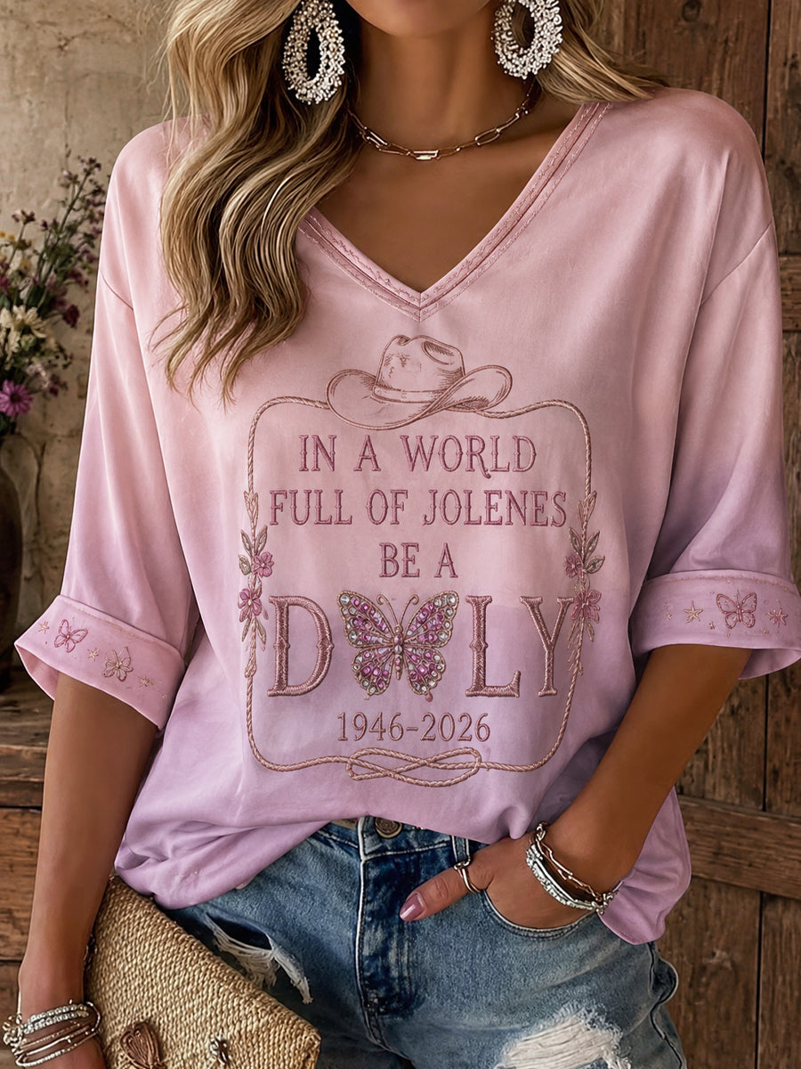 Women's Country Music Lover Queen of Country Floral Art Printed T-shirt