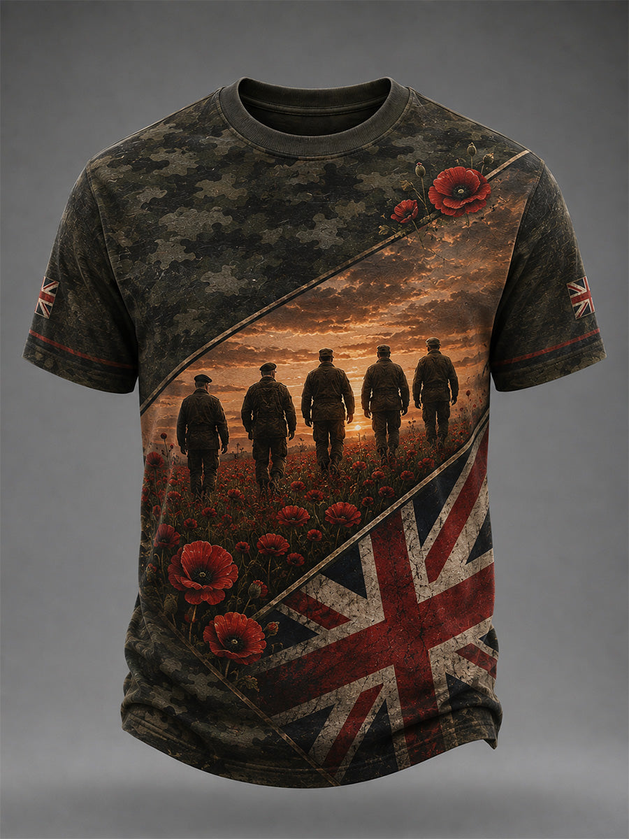 Men's British Veterans Memorial Print Casual Tee