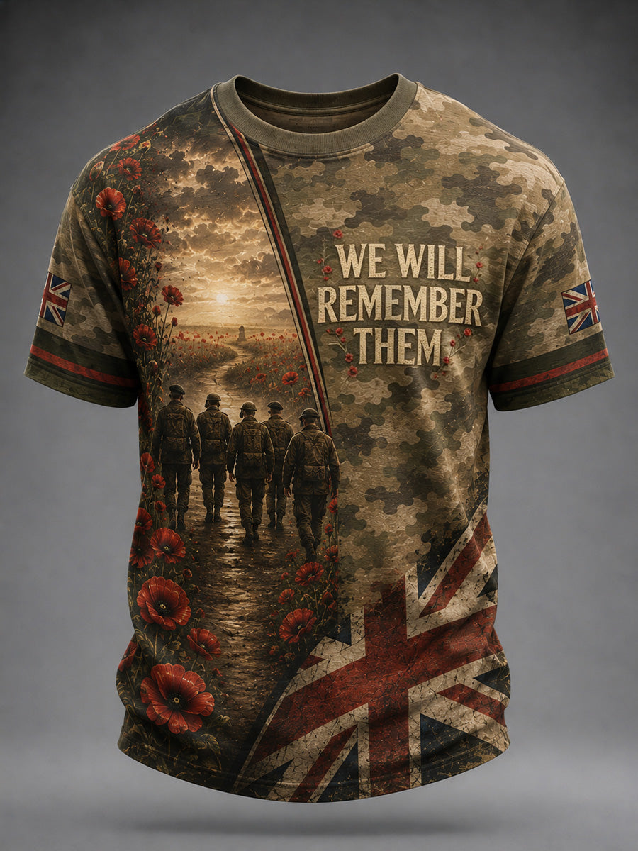 Men's British Veterans Memorial Print Casual Tee