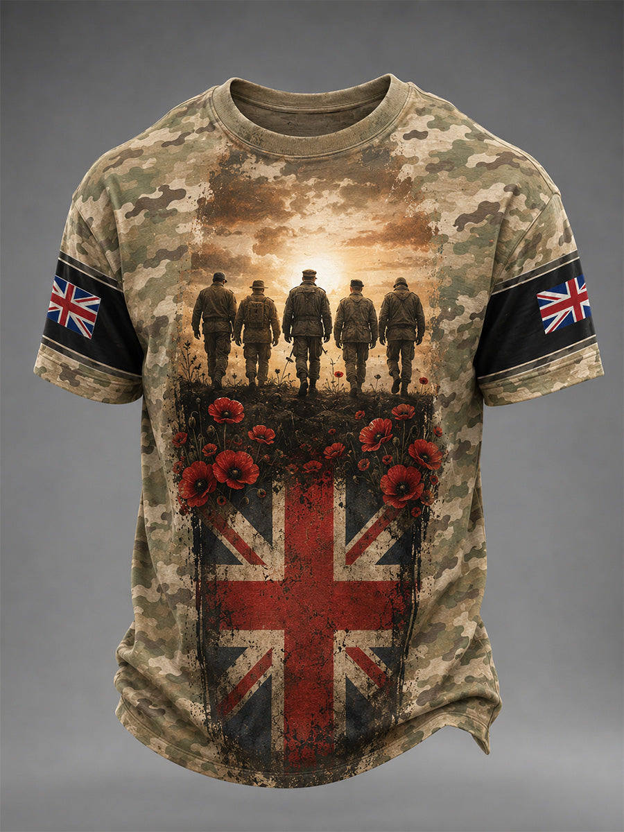 Men's British Veterans Memorial Print Casual Tee