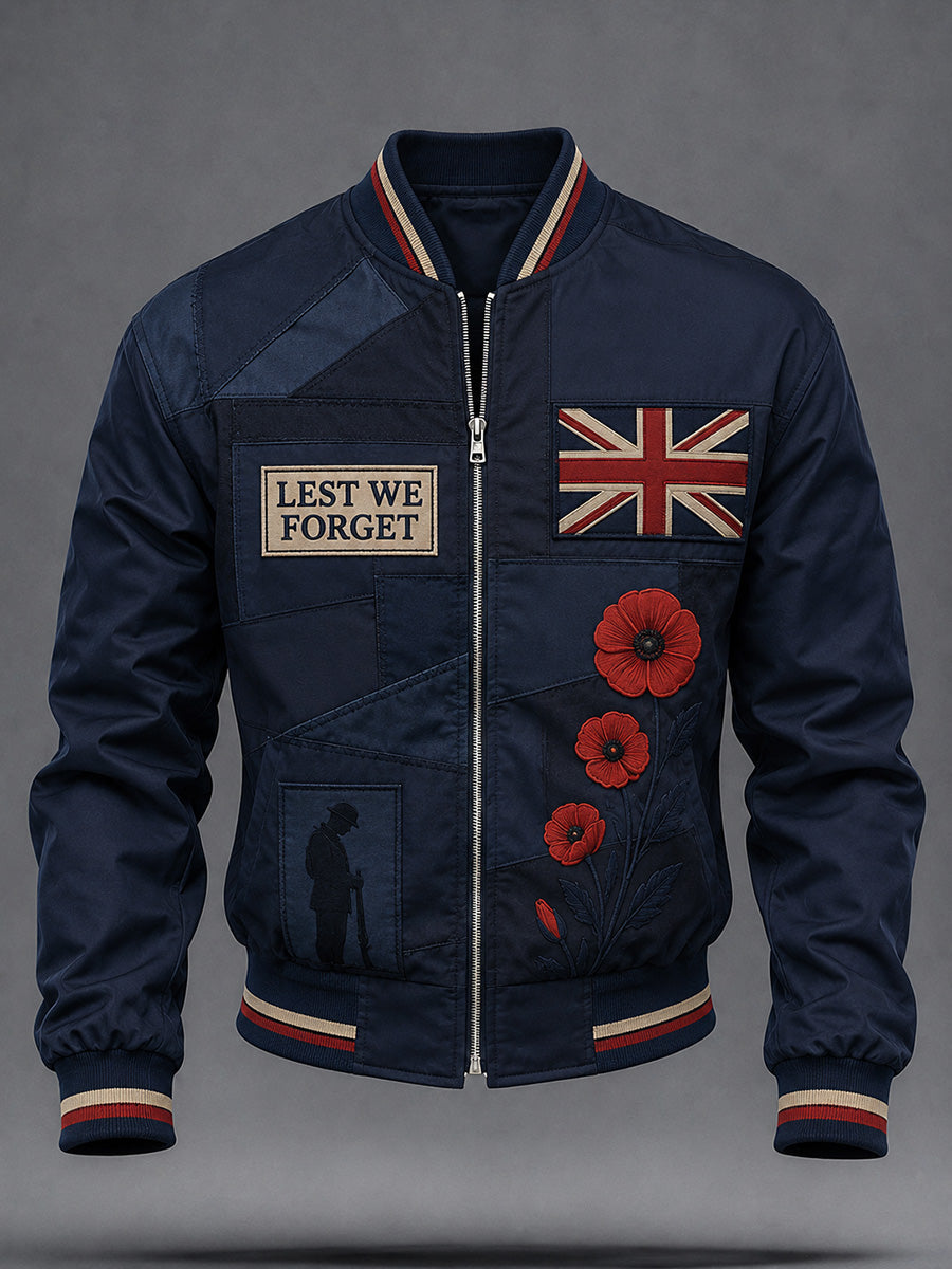 Men's Remembrance Day UK Flag Printed Monkey Jacket