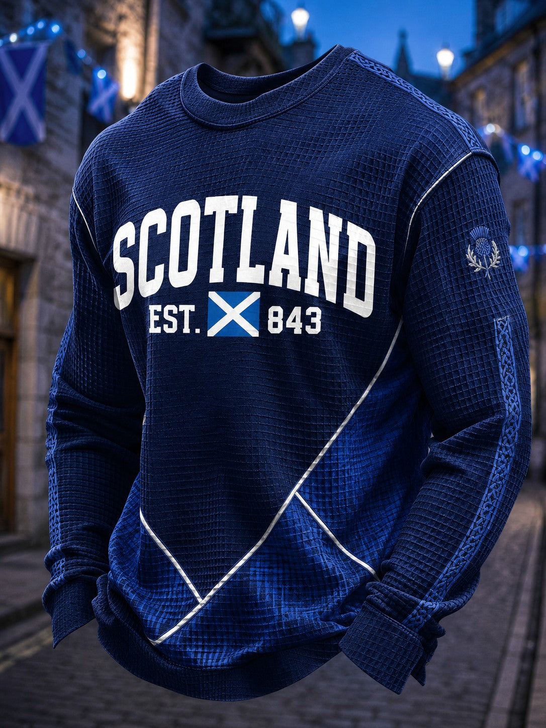 Men's Scotland St. Andrew's Day Printed Waffle Long Sleeve T-Shirt